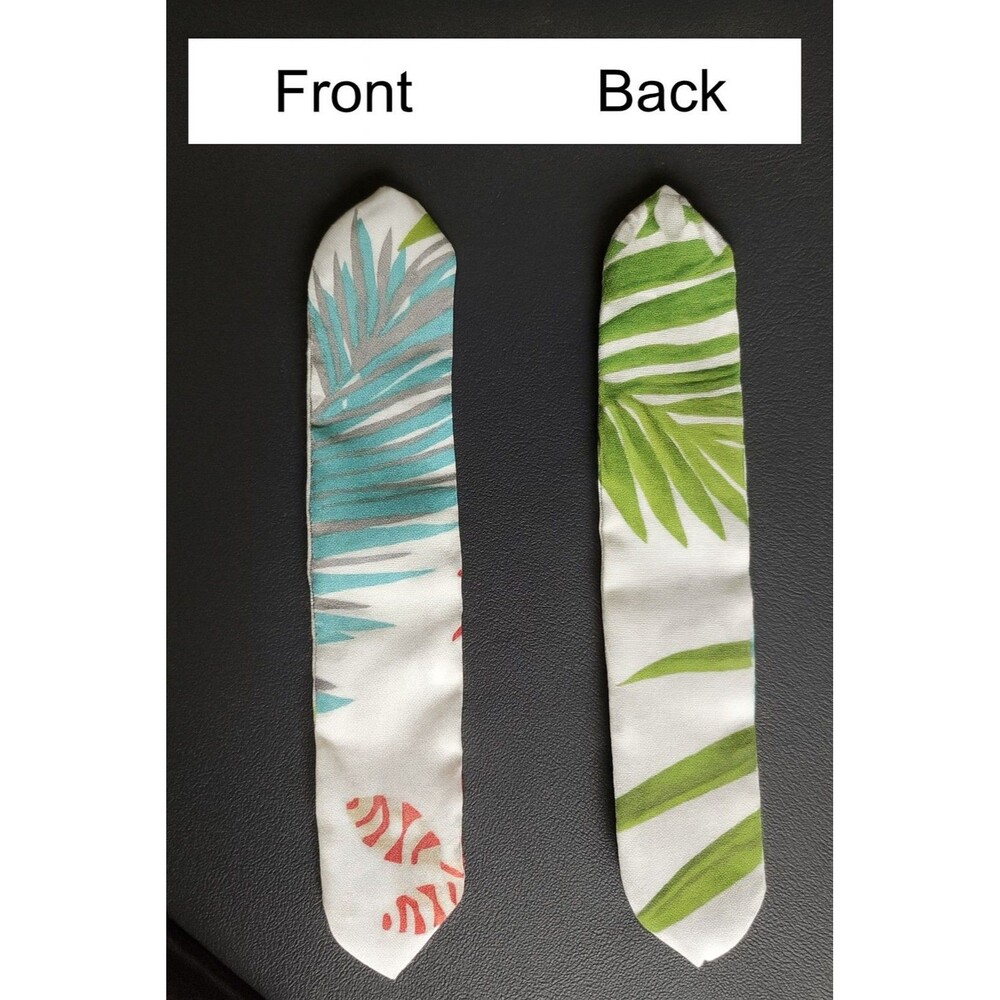 Summer Tropical Coastal Leaf Print Fabric Purse Scarf Bag Handle Wrap Zipper Tag